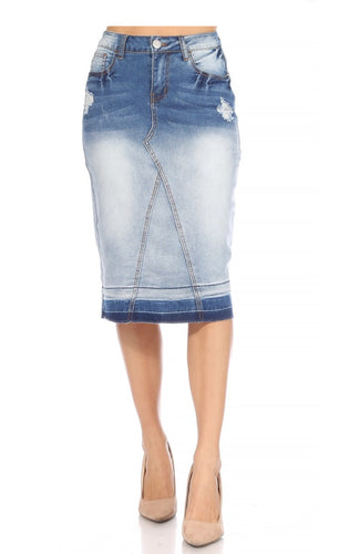 Crystal Blue Wash Jean Skirt