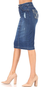 Tina Indigo Wash Jean Skirt