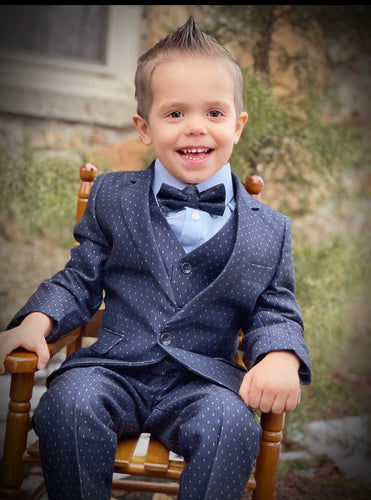 Boys Navy Dot Suit