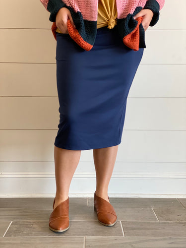 Navy Pencil Skirt