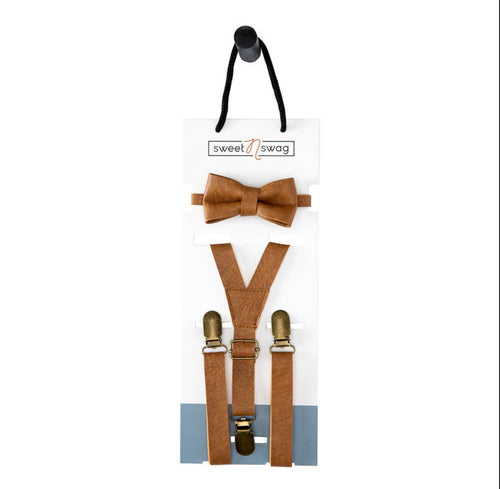 Sweet N Swag Leather Suspender & BowTie Sets