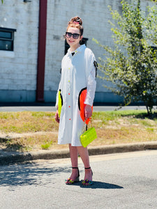 Giavonna Neon Dress White
